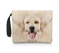 ZIATUBLES Funda protectora para libros de gran capacidad, con estampado de perro Golden Retriever, bolsa de libro de tapa blanda con cuerda de transporte, organizador para amantes de los libros y