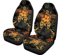 ZIATUBLES Fundas de Asiento Delantero de automóvil, diseño de Flores de Hibisco Naranja, 2 Unidades, Fundas de Asiento de Cubo de Respaldo Alto, Protector de decoración Interior para la mayoría de