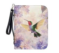 ZIATUBLES Fundas de piel sintética para Biblia con correa, funda de transporte para libros, portador de la Biblia, bolsa de la Biblia para estudio de oración, L-2XL, Colibrí floral morado, XL