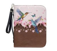 ZIATUBLES Fundas para Biblia con bolsillos con cremallera, funda de piel sintética para la Biblia, bolsa de la Biblia con correa, bolsa cristiana para oración, L-2XL, Peach Blossoms Colibrí Mariposa,