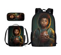 ZIATUBLES Juego de mochila para estudiantes, 3 piezas, mochila para laptop con fiambrera, estuche para lápices, mochila escolar, mochila para libros, African Boys Rugby 3, Talla única