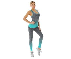 ZiaWorld Conjuntos de Entrenamiento para Mujer de 2 Piezas, Conjunto de Gimnasio Sin Costuras Acanalado Casual Cómodo Top Chaleco Conjuntos de Leggings de Cintura Alta, Chándal Ropa Deportiva