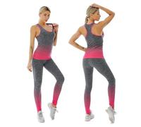 ZiaWorld - Traje de entrenamiento de 2 piezas para mujer, conjunto de gimnasio sin costuras, informal y cómodo, leggings de cintura alta, chándal deportivo para yoga y fitness, rosa, S-M