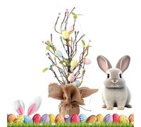 Zibeem Árbol De Pascua Iluminado,Decoración de Mesa Primaveral con Base de Arpillera,Árbol de Mesa con Huevos de Pascua Iluminados | para Dormitorio Mantel Chimenea Fiesta Boda Reuniones Familiares