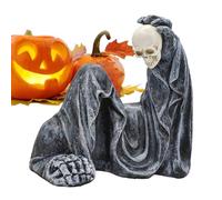 Zibeem Estatuas Góticas - Figura Negra Misteriosa Sentada - Escultura Gótica Espeluznante para Lugar De Trabajo, Jardín Trasero, Casa Embrujada Y Patio