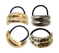 Zibeem Lazos de pelo de metal para mujer,Lazos de pelo dorados de metal - Brazalete para el cabello geométrico 4X,Coletero para mujer, lazo para el pelo, bandas elásticas para el cabello a la moda,