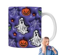 Zibeem Tazas de cerámica de Halloween, taza de Halloween, Taza de té con patrón de calabaza fantasma, Tazas de consumición de cerámica de la taza de café del día de fiesta 12oz para los centros de
