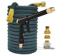 ZIBOXI Manguera de riego for hogar y jardín, mágica de alta presión, 2,5-30 metros, conector doble Flexible, pistola de lavado for coche, color verde oscuro, 25-100 pies(Color:Hose with gun 3,Size:25f