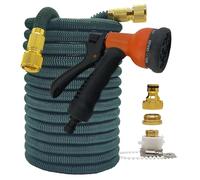 ZIBOXI Manguera de riego for hogar y jardín, mágica de alta presión, 2,5-30 metros, conector doble Flexible, pistola de lavado for coche, color verde oscuro, 25-100 pies(Color:Hose with gun 5,Size:25f