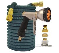 ZIBOXI Manguera de riego for hogar y jardín, mágica de alta presión, 2,5-30 metros, conector doble Flexible, pistola de lavado for coche, color verde oscuro, 25-100 pies(Color:Hose with gun 4,Size:100