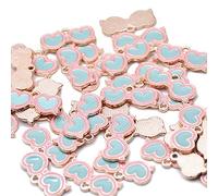 Zicdije Paquete de 80 colgantes esmaltados con forma de corazón para gafas de sol, chapados en oro, accesorios de varios estilos para collares, pulseras, joyas, manualidades y ropa, regalos