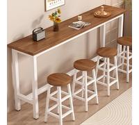 Zickdom Mesa Alta de Bar para Cocina, Mesa de Bistro Rectangular con Tablero de Madera Maciza y Estructura de Acero al Carbono, Diseño Industrial, Montaje Sencillo