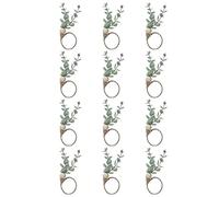 Zicojia de 12 servilleteros rústicos de madera de eucalipto, cuentas de madera de hoja de madera de granja, servilleteros