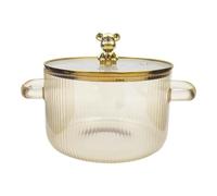 Zicojia Olla de cristal, olla transparente, olla sopa, calefacción, asas dobles, olla de cristal con tapa, fácil de usar, dorado