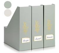 ZICOTO Hermoso juego de 3 soportes para revistas, soporte resistente para organizar tu escritorio o estantes, el almacenamiento perfecto de oficina para organizar sin esfuerzo tus documentos/archivos