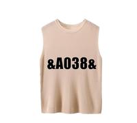 ZICUE Mujer Simple Crewneck Plus Size Tank Top Sin Mangas Suelto Chaleco De Punto Suave Caqui 10XL