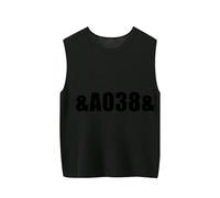 ZICUE Mujer Simple Crewneck Plus Size Tank Top Sin Mangas Suelto Chaleco De Punto Suave Negro 10XL