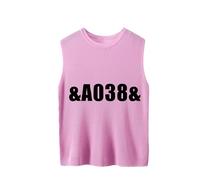 ZICUE Mujer Simple Crewneck Plus Size Tank Top Sin Mangas Suelto Chaleco De Punto Suave Rosa Claro 10XL