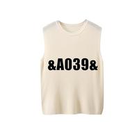 ZICUE Mujer Simple Cuello Tripulado Color Sólido Tank Top Sin Mangas Suelto Chaleco De Punto Suave Beige 10XL