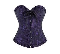 ZICUE Mujeres Delgada Plisada Rockabilly Corsets Halloween Encaje Hasta Shapewear Partido Huesado Más Tamaño Lencería Negro Violeta M
