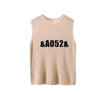 ZICUE Mujeres Punto Chaleco de Holgado Halter Sin Mangas Redondo Ideal para Casual Verano AA Caqui M