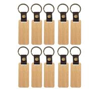 ZIDDAR 10 llaveros de madera vintage con grabado personalizado, cadena de cuero sintético para llaves, bolsas, cámaras, entusiastas de la moda, Haya, rectangular, 4, Talla única