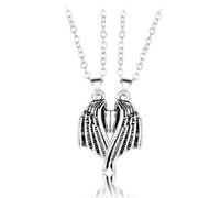 ZIDDAR 2 collares de cadena de eslabones de ala con imanes en forma de corazón, colgante ligero para pareja