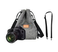 ZIDDAR Bolsa para cámara réflex digital con correa ajustable, funda suave para lentes de viaje, bolsa de almacenamiento para fotógrafos de viaje, XL, gris