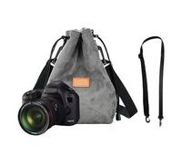 ZIDDAR Bolsa para cámara réflex digital con correa ajustable, funda suave para lentes de viaje, bolsa de almacenamiento para fotógrafos de viaje, l, gris