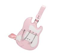 ZIDDAR Bolso cruzado de moda con forma de guitarra para mujer, con cadena punk, piel sintética, con bloqueo de color, con correa ajustable, bolsa para amantes de la música, b, One Size