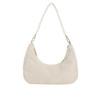 ZIDDAR Bolso de hombro de algodón ligero con bordado floral, diseño multibolsillo, bolso casual para las axilas, para mujer, esencial para el día a día, bolsa de lino de algodón, Perla 4, One Size