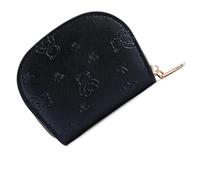 ZIDDAR Bolso de viaje de piel sintética con detalle de oso y lazos, con cremallera, capacidad de tarjeta de seguridad, práctico para mujer, organizado, portátil, de piel sintética, Black