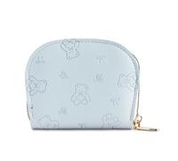 ZIDDAR Bolso de viaje de piel sintética con detalle de oso y lazos, con cremallera, capacidad de tarjeta de seguridad, práctico para mujer, organizado, portátil, de piel sintética, b