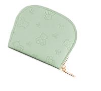 ZIDDAR Bolso de viaje de piel sintética con detalle de oso y lazos, con cremallera, capacidad de tarjeta de seguridad, práctico para mujer, organizado, portátil, de piel sintética, verde claro