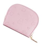 ZIDDAR Bolso de viaje de piel sintética con detalle de oso y lazos, con cremallera, capacidad de tarjeta de seguridad, práctico para mujer, organizado, portátil, de piel sintética, a