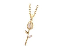 ZIDDAR Collar con colgante de tulipanes dorados de moda con diamantes de imitación, accesorio de joyería para mujer, busca estilos de belleza elegantes, collar elegante para mujer, talla única, como