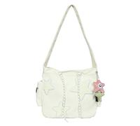ZIDDAR Elegante bolso bandolera de pana con colgante de estrella, perfecto para salidas diarias, bolso cruzado para mujer, pequeño, White, One Size