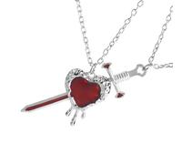 ZIDDAR Elegante collar de corazón con espadas para parejas, que simboliza el amor y la fuerza, para aniversarios o día de San Valentín, joyería del día de San Valentín, talla única, como se describe