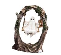 ZIDDAR Ghosty On A Tree Swing - Figuras fantasmas de resina, decoración de jardín, decoración de Halloween, para escritorio, estantería, jardín, césped, sombras oscilantes