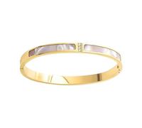 ZIDDAR Joyería contemporánea de aleación de tres piedras blancas con detalles de nácar, accesorio de joyería de moda para uso diario casual, joyería minimalista para mujer, talla única, como se