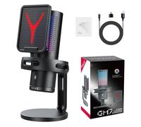 ZIDDAR Micrófono cardioide de PC que ajusta el sonido con luces de color de soporte estable para reuniones en línea y transmisión en vivo