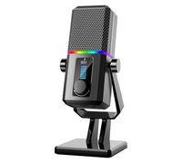 ZIDDAR Micrófono USB unidireccional, micrófono de control de sonido de un solo botón para portátiles con luz LED fría