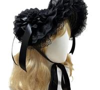 ZIDDAR Sombrero de paja punk de la serie oscura para juego de rol, sombrero de flores con lazo ajustable para eventos de Halloween, tocado para ocasiones especiales