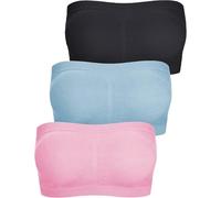 zidiau Sujetador bandeau para mujer, sin costuras, sin costuras, acolchado, sin tirantes, Negro, azul, rosa, X-Large