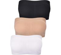 zidiau Sujetador bandeau para mujer, sin costuras, sin costuras, acolchado, sin tirantes, Negro, blanco, nude, M
