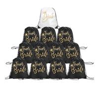 Zidoley 12 piezas de bolsa de gimnasio JGA para despedida de soltera, bolsa de equipo para novia con cordón, accesorios JGA, regalos para novia (1 blanco + 11 negros)