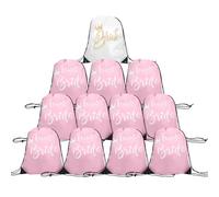 Zidoley Bolsa de gimnasio JGA Team Bride de 12 piezas para despedida de soltera, bolsa de novia con cordón, accesorios JGA, regalos para novias (1 blanca + 11 rosas)
