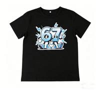 Zidoley Camiseta Six Seven Niño,Italian Brainrot 67 Meme T-Shirt Niña Niño,Steal A Brainrot Six Seven Meme Tshirts,67 T-Shirts Regalo para Navidad (FR/ES, Edad, 11 años, 12 años, Regular, Relámpago)