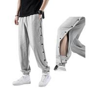 Zidoley Pantalones de rehabilitación para hombre con apertura lateral, cómodos pantalones de chándal holgados con cintura elástica, pantalones de entrenamiento de fisioterapia, gris, XXL