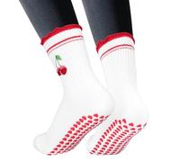 Zidoley Reformer Pilates Calcetines para Mujer, Antideslizante Yoga Volantes Calcetines Calcetines Deportivos Mujer Adecuado para Deportes Danza Pilates Ballet Fitness, Cereza roja, 35-39